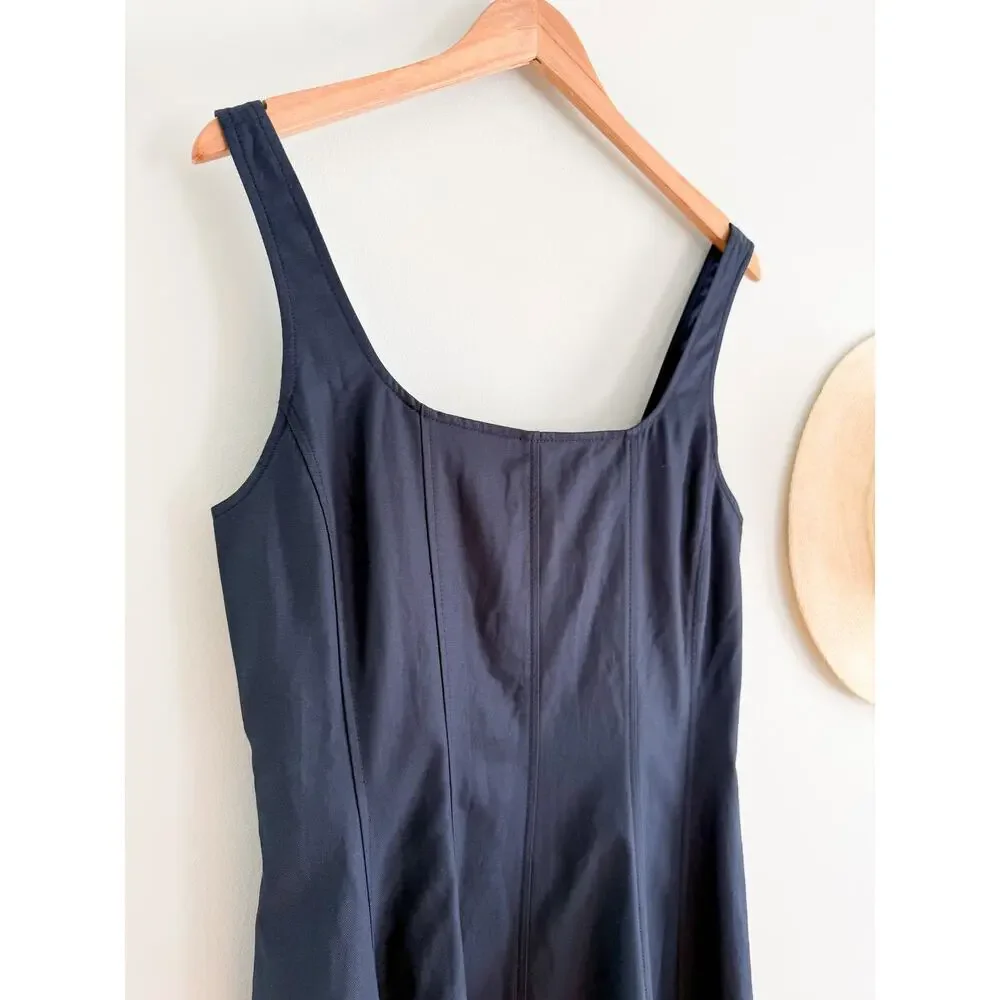 Madewell | NWT The Rylee Midi Dress Classic Navy Blue Sleeveless | Sz 10 - Picture 4 of 12